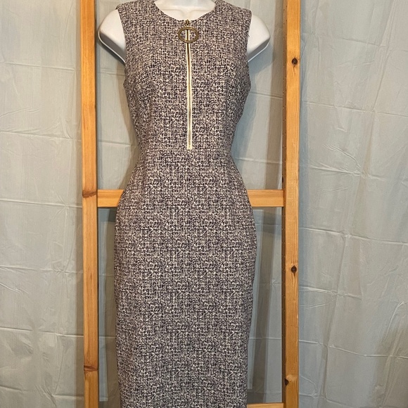 Calvin Klein Sheath Dress, Sleeveless, Exposed Gold Zipper, Size 6 - Picture 1 of 5